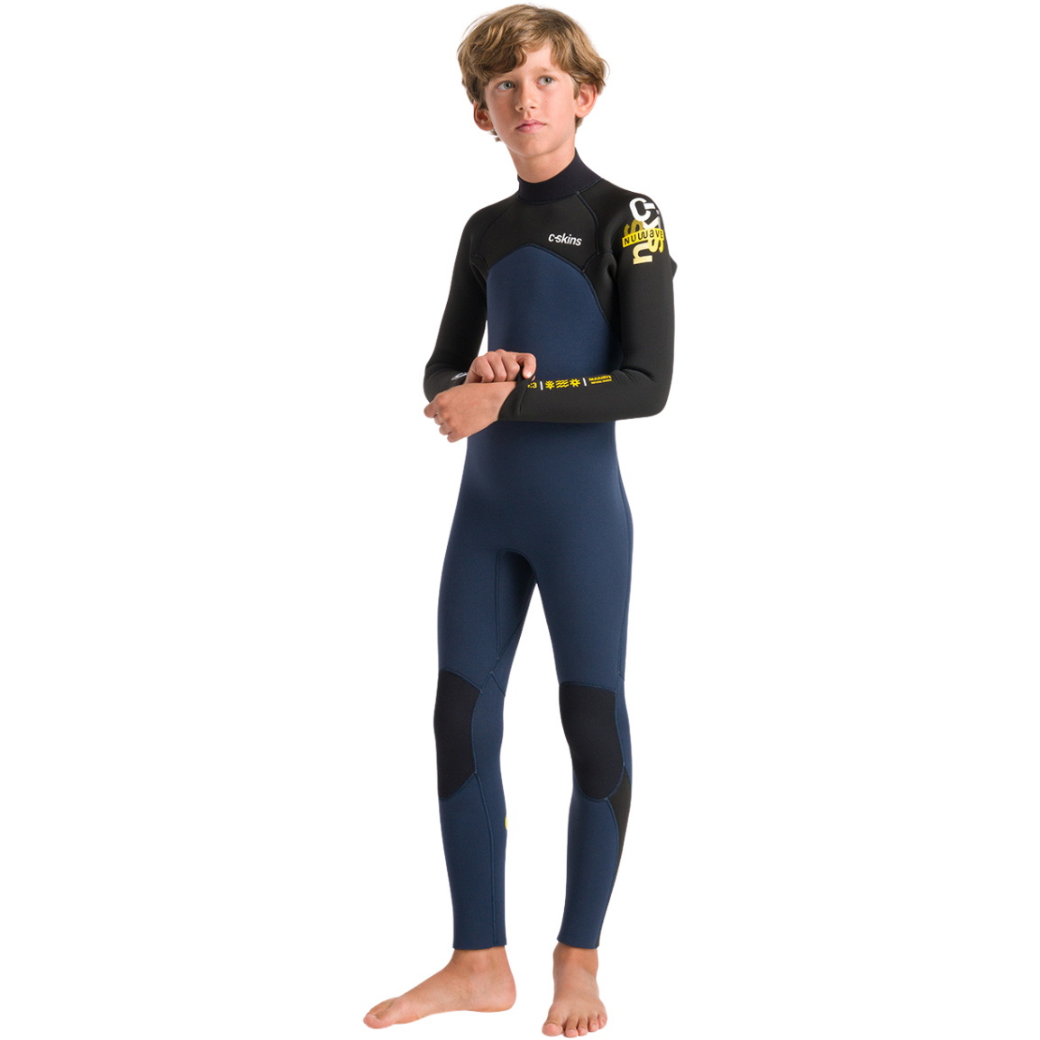 Skins NuWave Legend 4/3mm Back Zip Black 2025 C- Junior Våddragt C-NLE43JBZ - Bluestone / / Multi